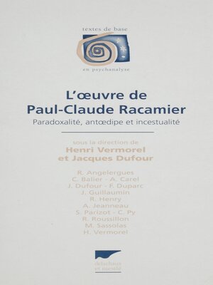 cover image of L'Œuvre de Paul-Claude Racamier